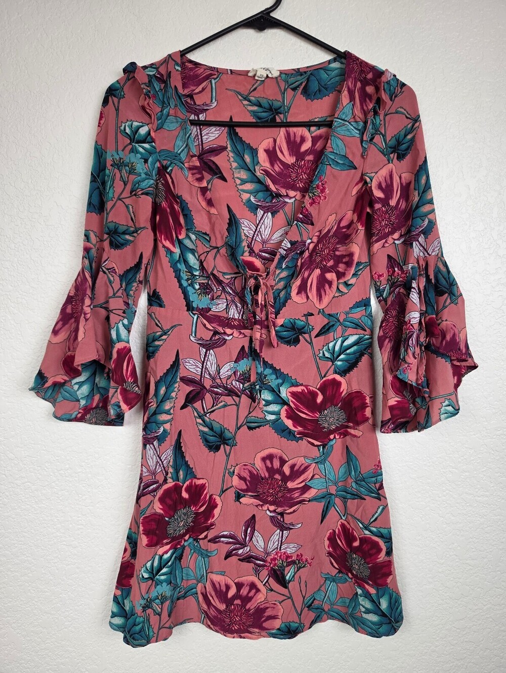 For Love & Lemons Floral Rayon Silk Dress